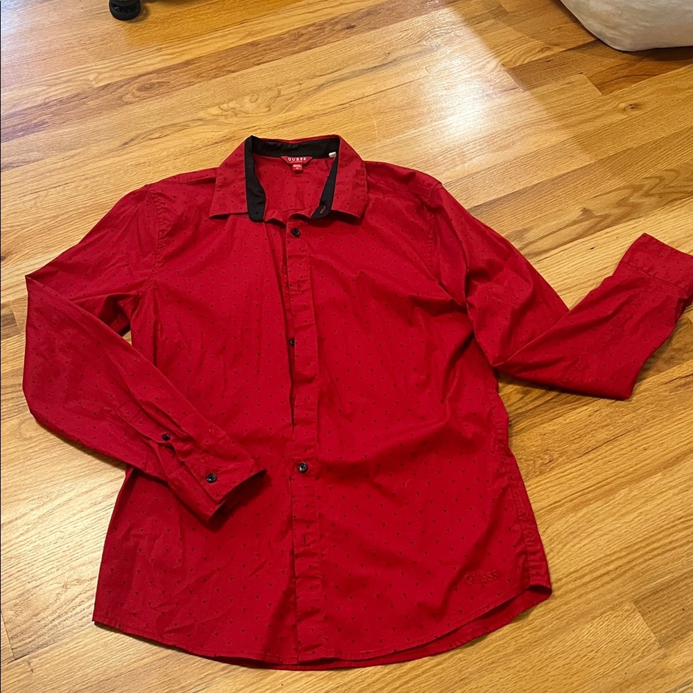Guess Red Shirt with Black Collar